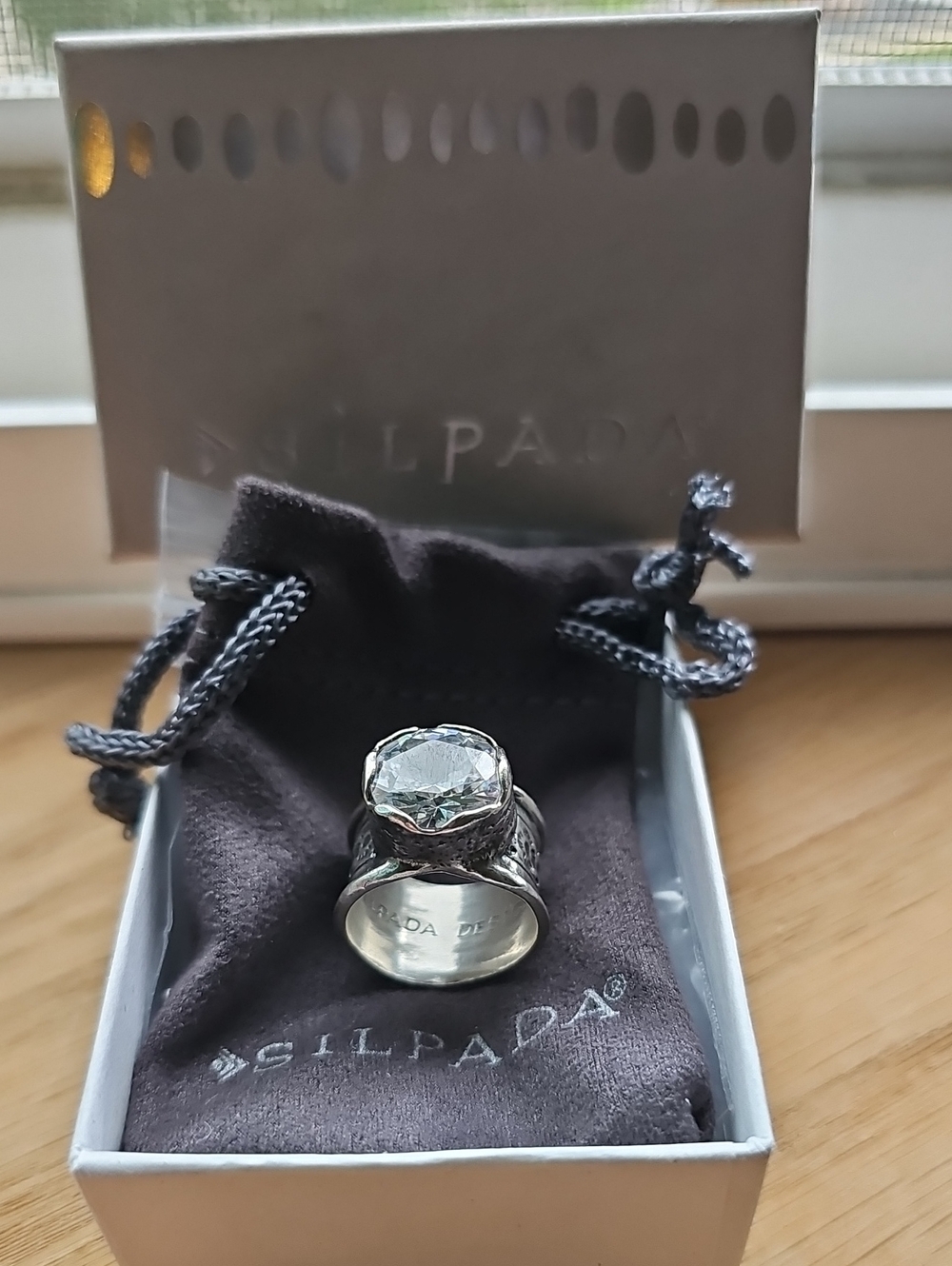 ●●SILPADA Silver Ring with Clear Stone NIB SIZE 6●●